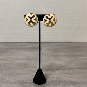 Gold and Cream Clip on Earrings